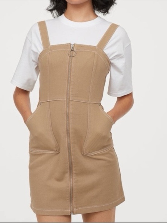 Divided Dresses & Skirts - Divided Khaki Pinafore Dress with Ring Zipper Detail size 4